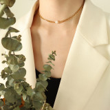 Collar de oro de 18 quilates de acero titanio con perlas con incrustaciones de moda al por mayor