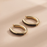 1 par de pendientes chapados en oro de 18 quilates con incrustaciones de acero inoxidable y circonitas, estilo vintage, estilo simple, estilo clásico, redondo, ovalado