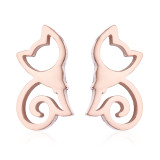 Pendientes de acero inoxidable chapados en pendientes sin incrustaciones de acero inoxidable para perro y gato de estilo Simple para mujer