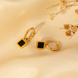 1 par de pendientes colgantes chapados en oro con circonita de acero inoxidable con incrustaciones de serpiente de estilo clásico de estilo Simple