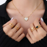Collar de corazón de melocotón de concha de mar blanco de estilo coreano, collar de oro Real de 18 quilates chapado en acero de titanio para mujer