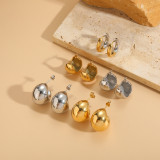 Pendientes chapados en oro de 14 quilates de acero de titanio con revestimiento de color sólido de estilo simple de 1 pieza