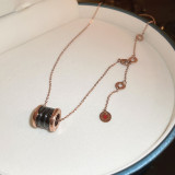 Collar de diamantes de imitación turquesa con incrustaciones de perlas artificiales de acero de titanio de aleación geométrica de estilo Simple