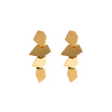 1 par de elegantes pendientes colgantes chapados en oro y acero de titanio con hojas redondas