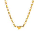 Venta al por mayor Collar colgante chapado en oro de 18 quilates de acero titanio con forma de corazón de estilo simple Hip-Hop