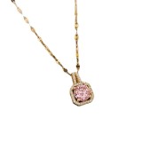 Collar con colgante de diamantes de imitación con incrustaciones de cobre y acero titanio con forma de corazón de oso de estilo simple