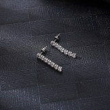 1 par de pendientes colgantes de circonita de acero de titanio con incrustaciones redondas brillantes de estilo Simple