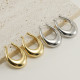 Pendientes de aro pulidos de acero inoxidable en forma de U de estilo simple 1 par