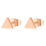 1 par de aretes chapados en oro rosa de acero inoxidable con revestimiento triangular de estilo simple