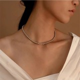Collar de acero inoxidable de color sólido de estilo simple para mujer Collares de acero inoxidable chapados