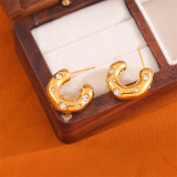 1 par de pendientes chapados en oro de 18 quilates con incrustaciones de acero inoxidable y titanio estilo informal Simple