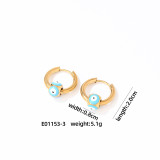 1 par de pendientes de acero inoxidable chapados en esmalte con ojo de diablo Retro Hip-Hop