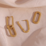 1 par de pendientes colgantes chapados en acero inoxidable en forma de U a la moda