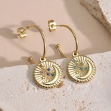 Pendientes colgantes de circonita de acero inoxidable con incrustaciones de Luna, ojo del diablo, ropa de calle informal, 1 par