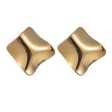1 par de pendientes elegantes chapados en oro de 18 quilates de acero inoxidable con revestimiento geométrico irregular
