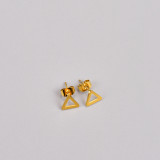 Pendientes estilo simple triángulo acero titanio chapado en oro 1 par