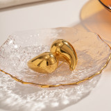 1 par de pendientes chapados en oro de 18 quilates de acero inoxidable chapado en color sólido con gotas de agua de estilo moderno