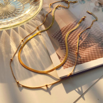 Collar chapado en oro de 18 quilates con revestimiento de acero de titanio de color sólido estilo vintage informal