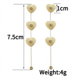 1 par de pendientes colgantes chapados en oro de 14 quilates de acero inoxidable con forma de corazón, elegantes y sencillos