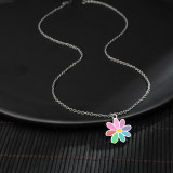 Collar de acero de titanio con flor pequeña de siete colores, joyería Popular coreana, primavera y otoño
