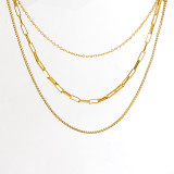 Collares en capas chapados en oro de 18K chapados en capas de acero inoxidable de color sólido de estilo simple informal