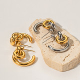 1 par de aretes chapados en oro de 18 quilates de acero inoxidable con revestimiento irregular estilo IG