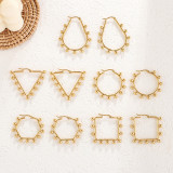 Pendientes chapados en acero inoxidable, cuadrados, redondos, triangulares, a la moda, 1 par