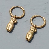 1 par de pendientes colgantes chapados en oro de 18 quilates de acero inoxidable de Color sólido con personaje de dibujos animados artístico romántico elegante