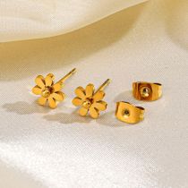 1 par de pendientes de acero de titanio chapados en flores de estilo Simple y dulce