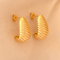 1 par de aretes chapados en oro de 18 quilates de acero de titanio con revestimiento geométrico estilo IG