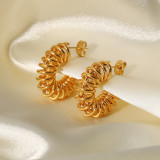 Pendientes Geométricos De Acero Inoxidable Chapados En Oro, 1 Par