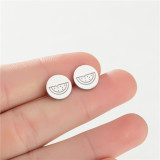 1 par de pendientes redondos de acero inoxidable con forma de fruta, estilo dibujos animados