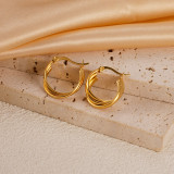 1 par de pendientes chapados en oro de acero inoxidable con líneas en forma de C de estilo Simple para vacaciones en la playa