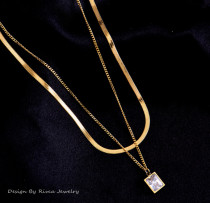 Collar Retro francés L67 para mujer, cadena de clavícula doble de doble capa versátil de verano, diseño de moda, acero de titanio dorado