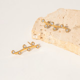 1 par de pendientes de diamantes de imitación con incrustaciones de acero inoxidable con hojas informales estilo INS