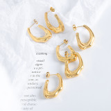 1 par de pendientes de acero de titanio chapados en color sólido Commute chapados en oro de 18 quilates