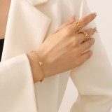 Collar en forma de corazón de moda, pulsera femenina, conjunto de joyería chapado en oro de acero titanio