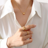 Collar de acero de titanio cilíndrico hueco con incrustaciones de circonio chapado en oro de 18 quilates de moda de verano