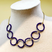 Collar chapado en oro con cuentas de cristal de acero inoxidable redondo exagerado de estilo nórdico