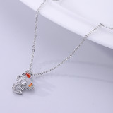 Collar chapado en plata con incrustaciones de circonita y revestimiento de acero inoxidable de escorpión de estilo coreano