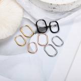 Pendientes chapados en pulido de acero inoxidable en forma de U de estilo simple 1 par