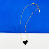 Collar de metal chapado en acero de titanio con forma de corazón, estilo simple, 1 pieza