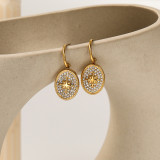 Pendientes geométricos de diamantes de imitación artificiales chapados en acero de titanio, 1 par