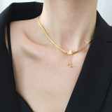 Moda Letra Chapado en acero inoxidable Collares en capas 1 pieza