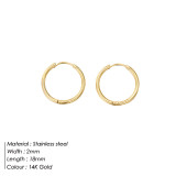 1 par de pendientes de aro de acero inoxidable chapados en color sólido redondos de estilo simple