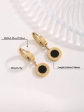 1 par de pendientes colgantes chapados en oro con piedras preciosas artificiales de acero y titanio con incrustaciones de números redondos de estilo sencillo e informal