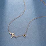 Estilo francés Estilo moderno Estilo coreano Electrocardiograma Chapado en acero de titanio Collar chapado en oro de 18 quilates