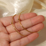 1 par de pendientes chapados en oro de 18 quilates con incrustaciones de acero inoxidable y acero de titanio con incrustaciones de chapado en forma de C estilo francés estilo IG estilo coreano