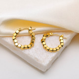 1 par de pendientes chapados en oro de 18 quilates de acero inoxidable con revestimiento circular de estilo moderno e informal