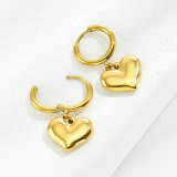 Pendientes colgantes con forma de corazón de moda en oro de 14 quilates chapados en acero de titanio
